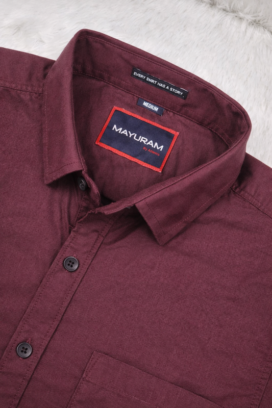 Men Casual Maroon Short Sleeve Shirt - Cotton Comfort 261049774