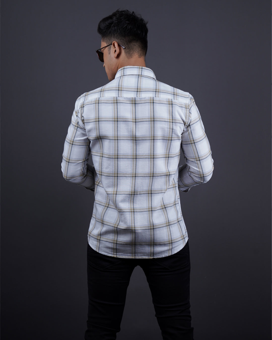 GREY-WHITE COLOR CHECKS CASUAL SHIRT