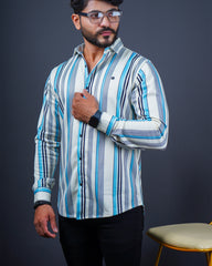 Firozi-cream color color lining casual shirt shirt for casual wear.