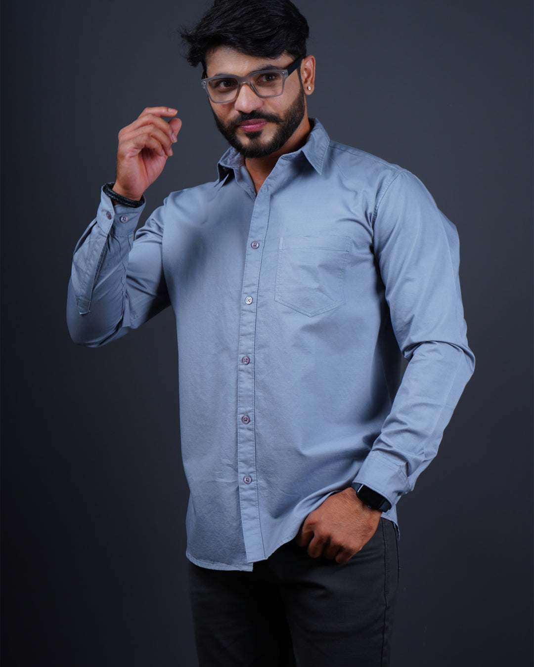 Grey color color plain casual shirt shirt for casual wear.