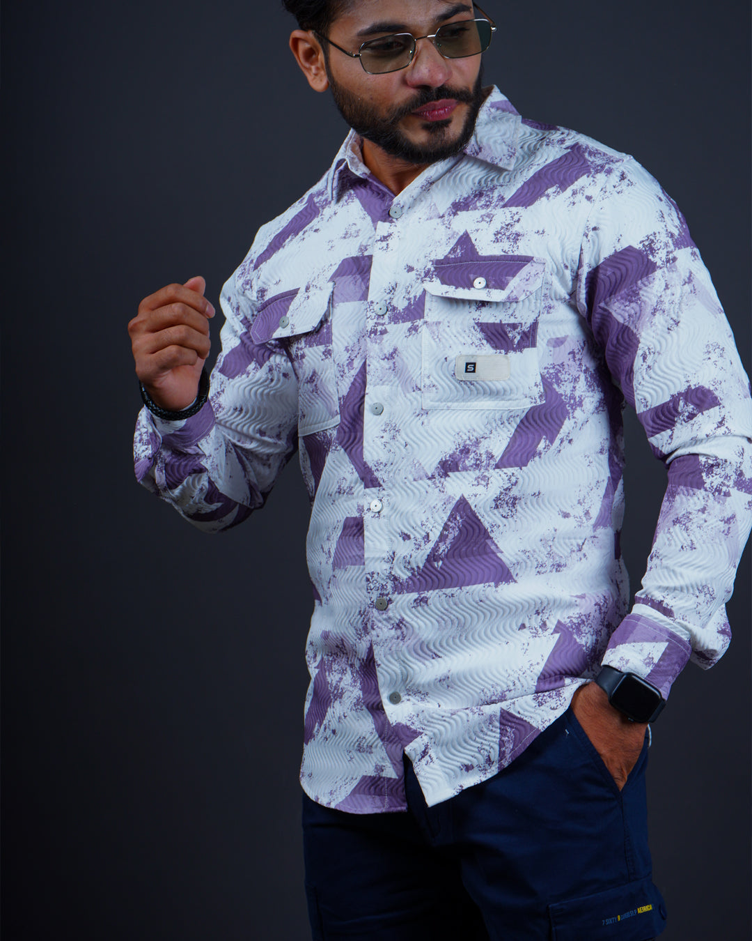 Lavender color color printed casual shirt shirt for casual wear.