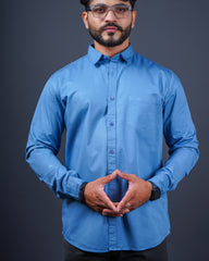 BLUE COLOR PLAIN CASUAL SHIRT