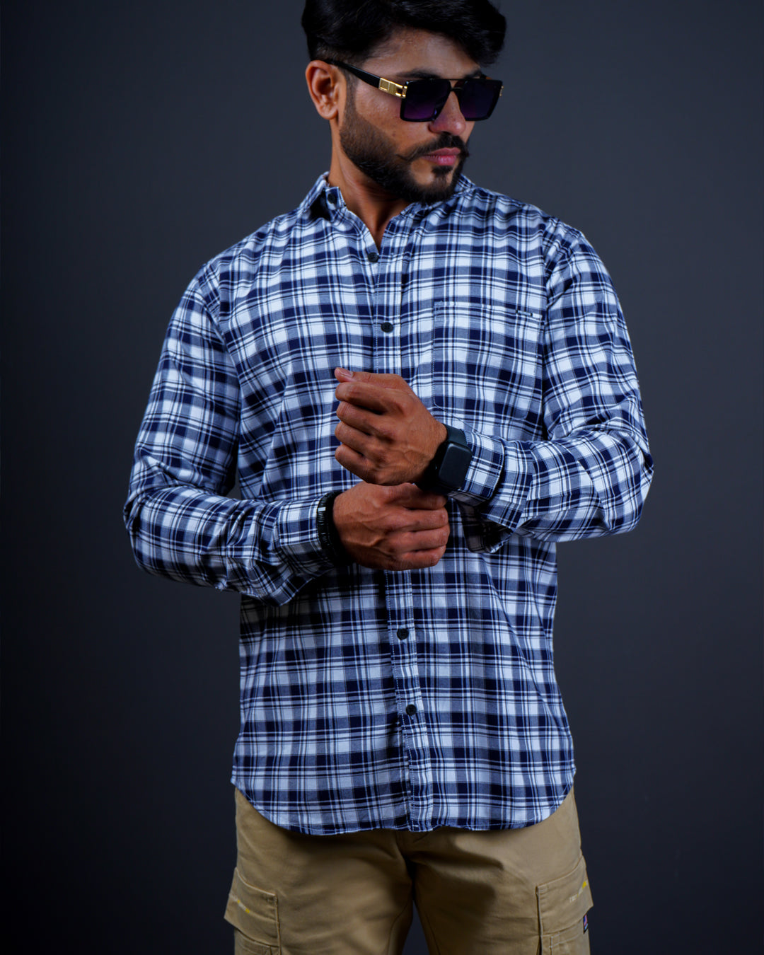 Blue color color checks casual shirt shirt for casual wear.