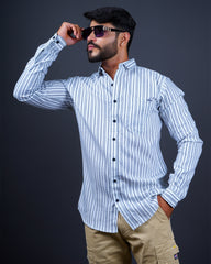 WHITE COLOR LINING CASUAL SHIRT