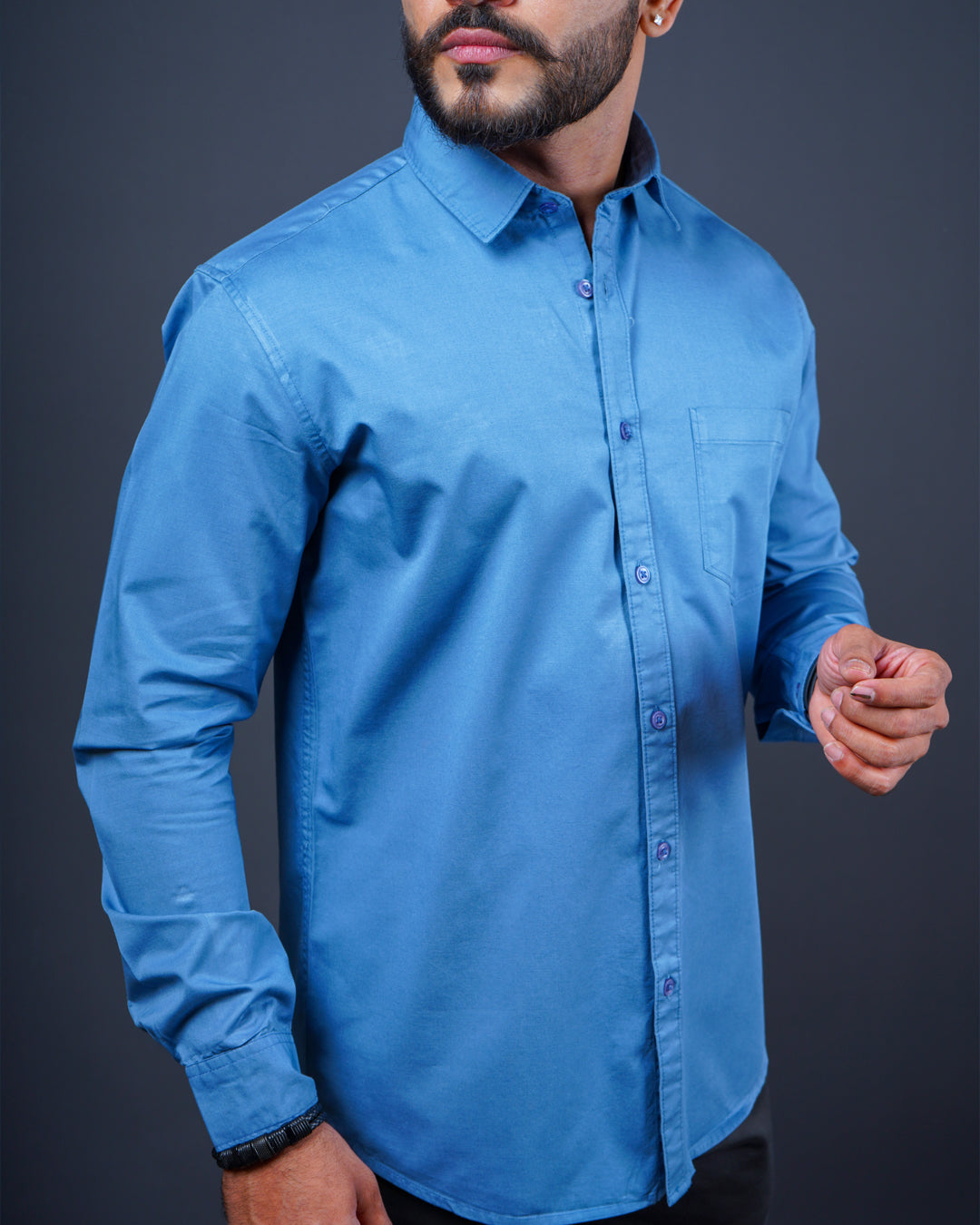 Blue color color plain casual shirt shirt for casual wear.