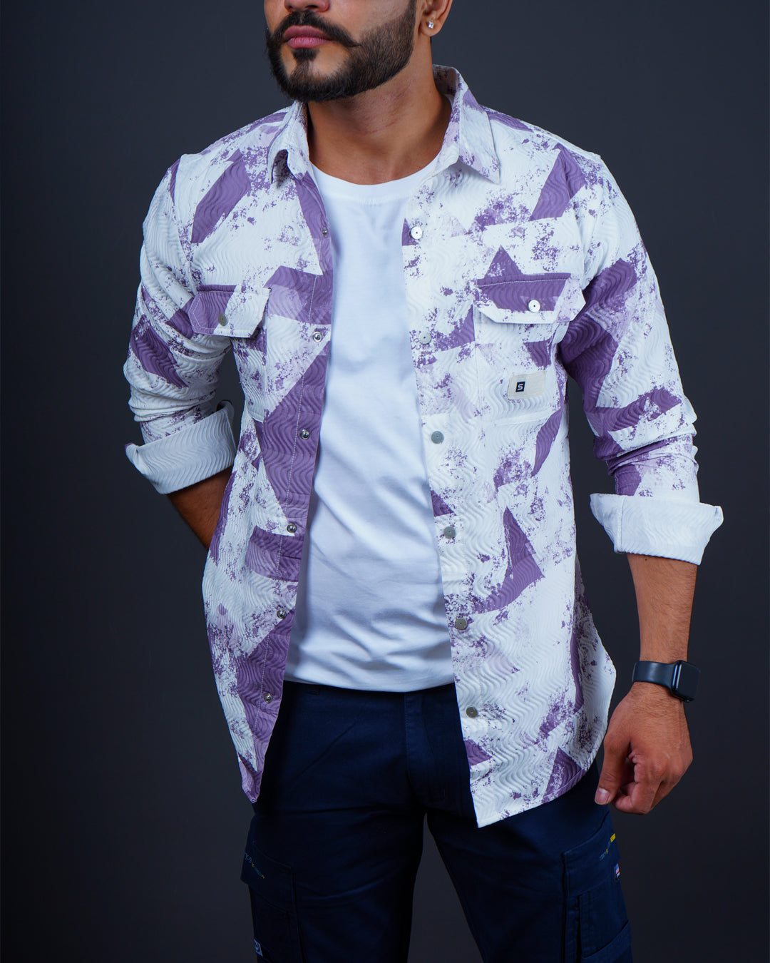 LAVENDER COLOR PRINTED CASUAL SHIRT