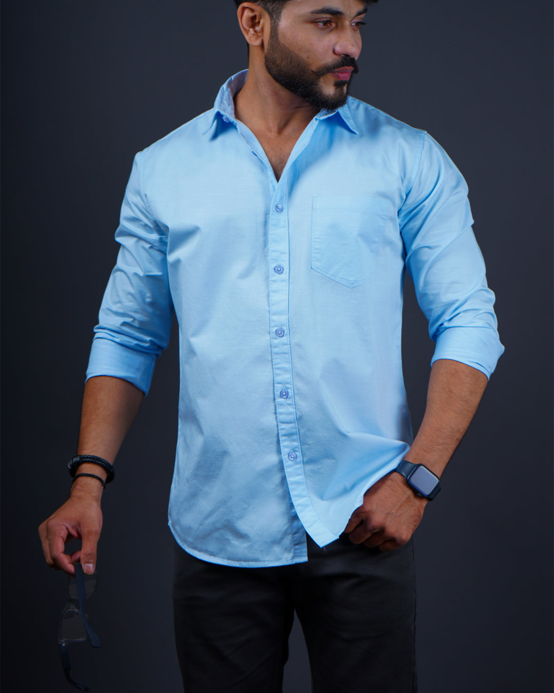 SKYBLUE COLOR PLAIN COTTON CASUAL SHIRT