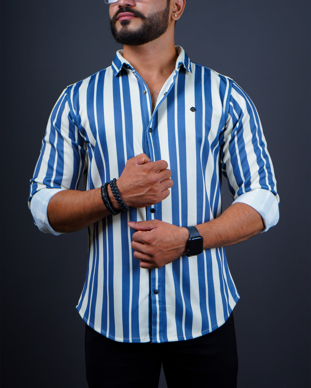 Blue color color lycra lining casual shirt shirt for casual wear.