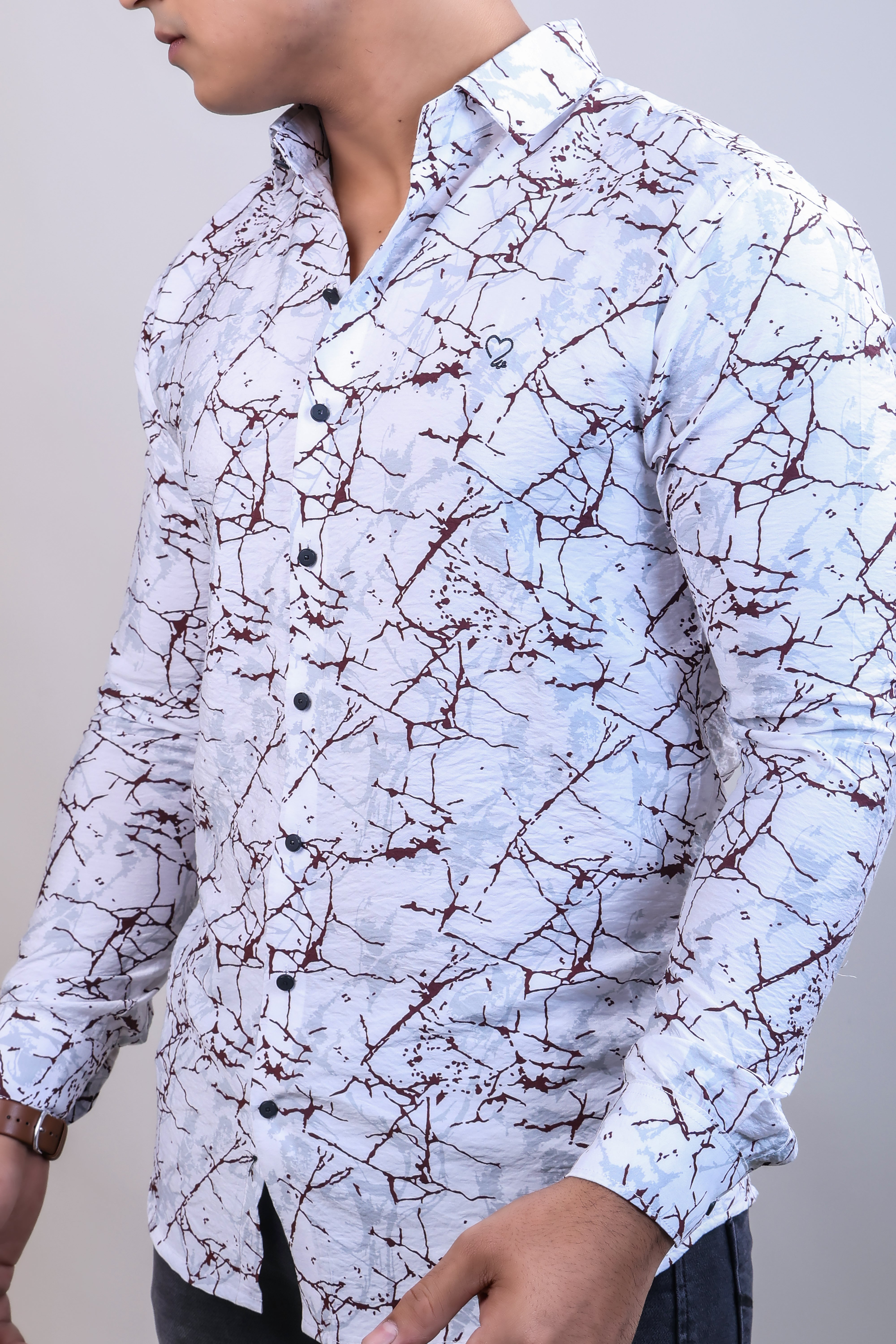 WINE COLOR PRINTED CASUAL SHIRT