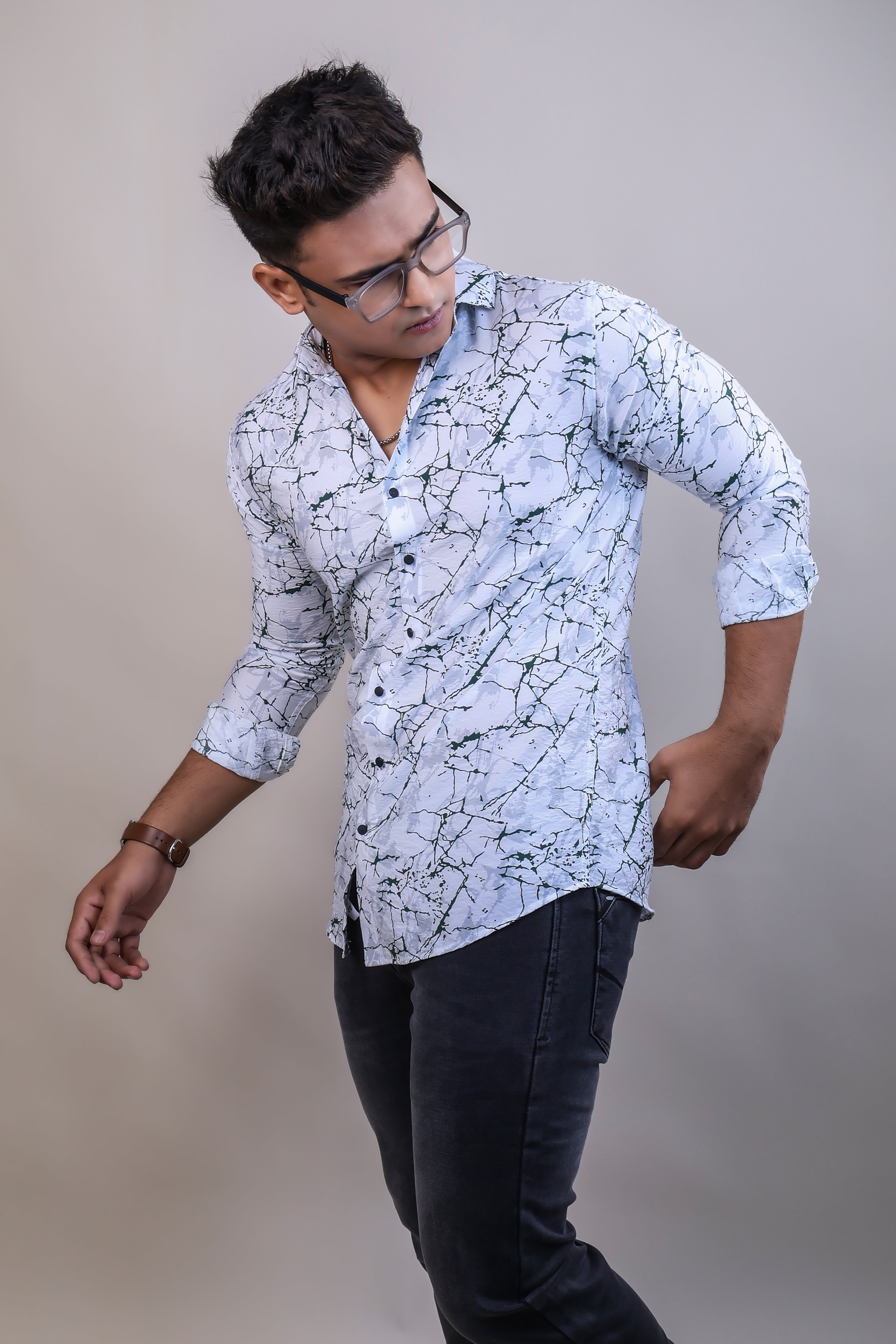 GREEN COLOR PRINTED CASUAL SHIRT