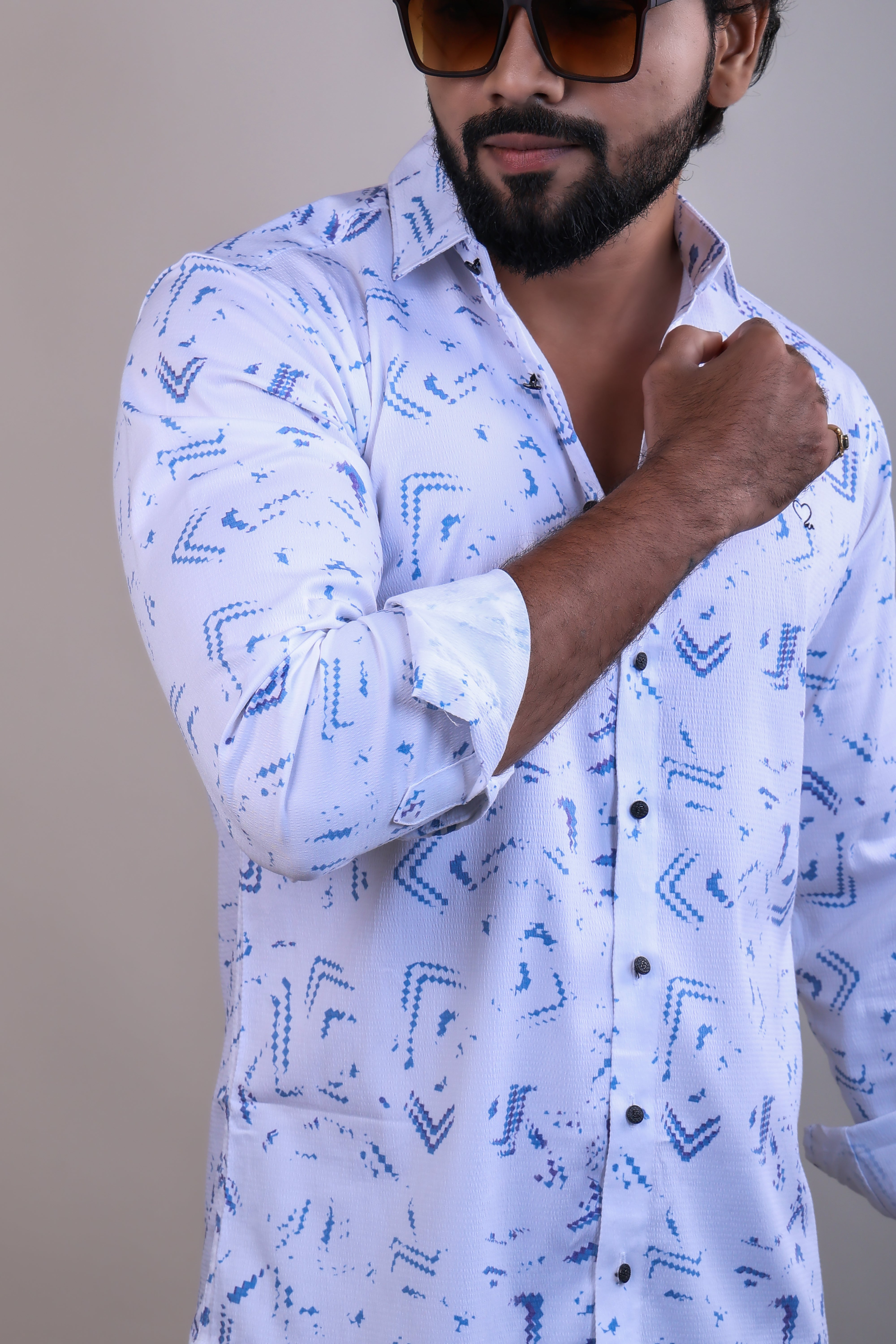 BLUE COLOR PRINTED CASUAL SHIRT