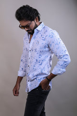 BLUE COLOR PRINTED CASUAL SHIRT