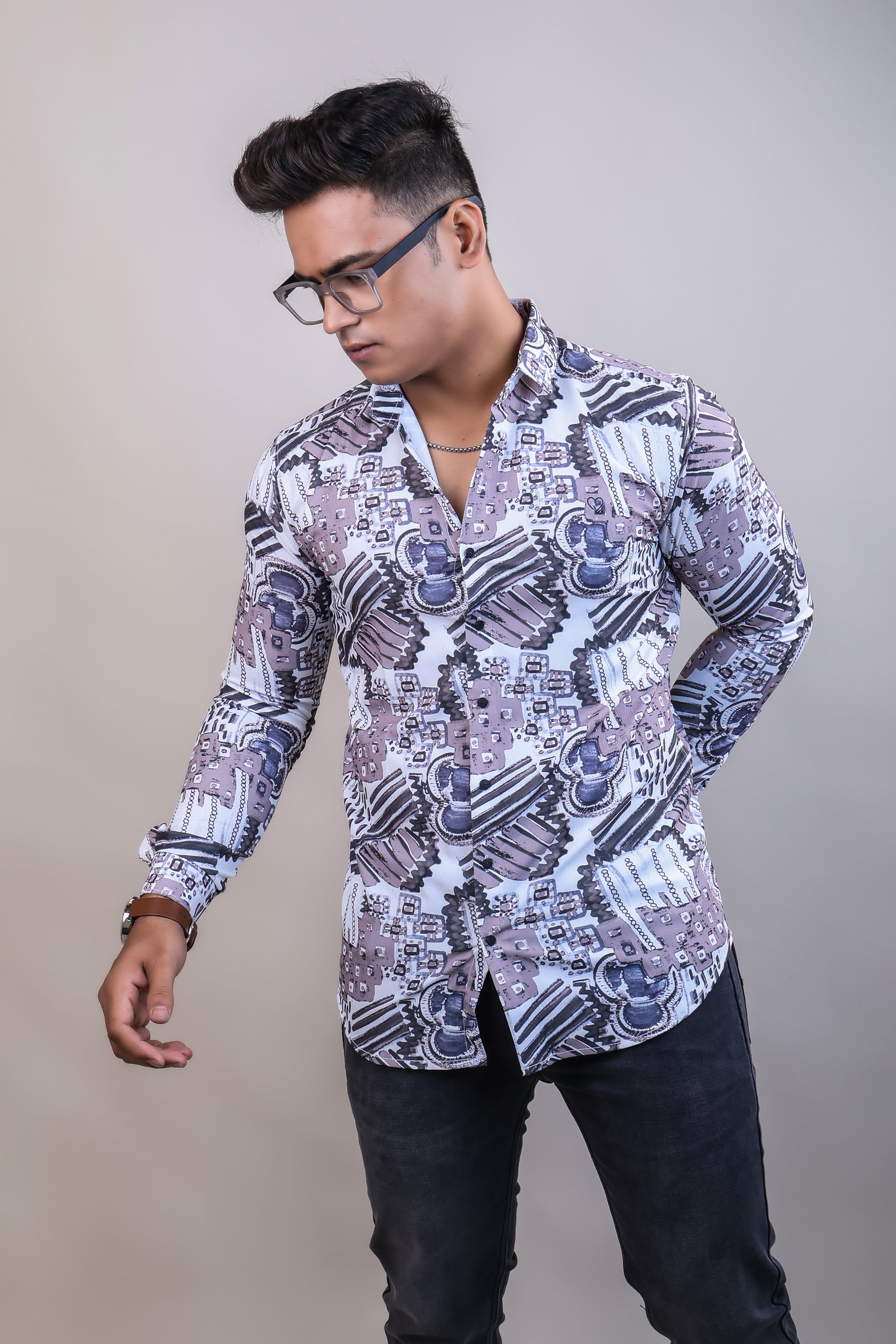 Beige color color printed casual shirt shirt for casual wear.