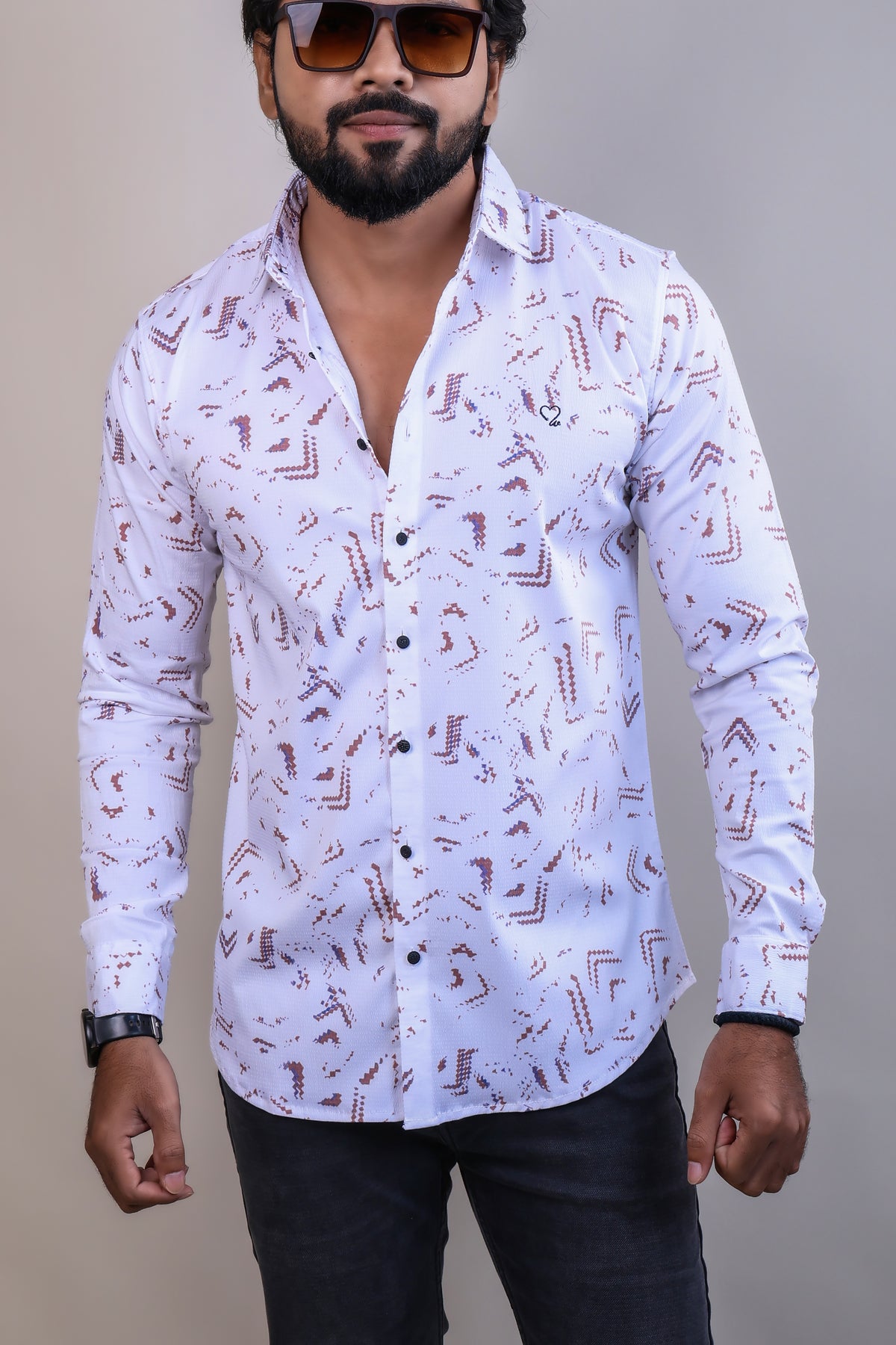 Rust color color printed casual shirt shirt for casual wear.