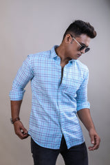 SKYBLUE COLOR CHECKS CASUAL SHIRT