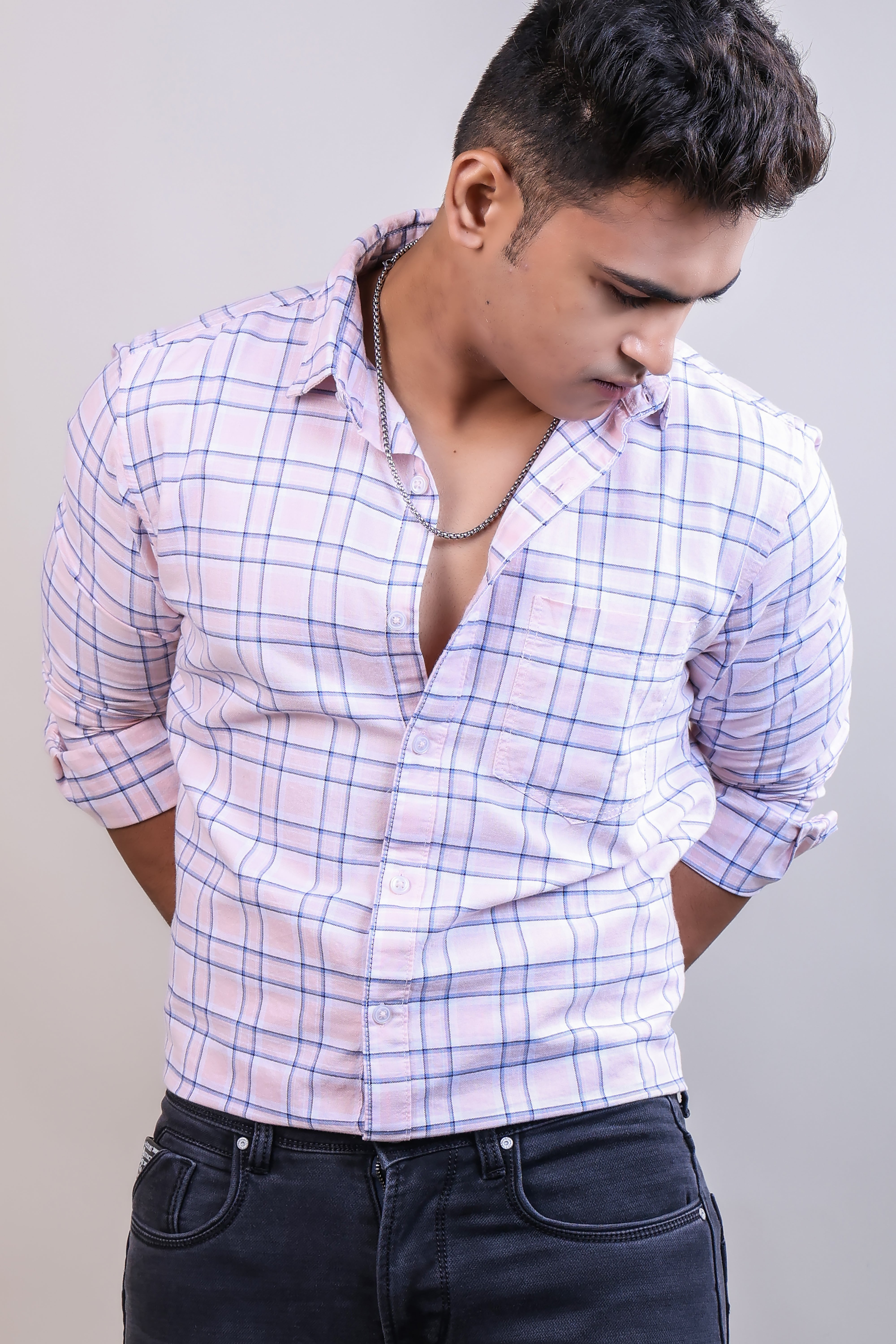 PINK COLOR CHECKS CASUAL SHIRT