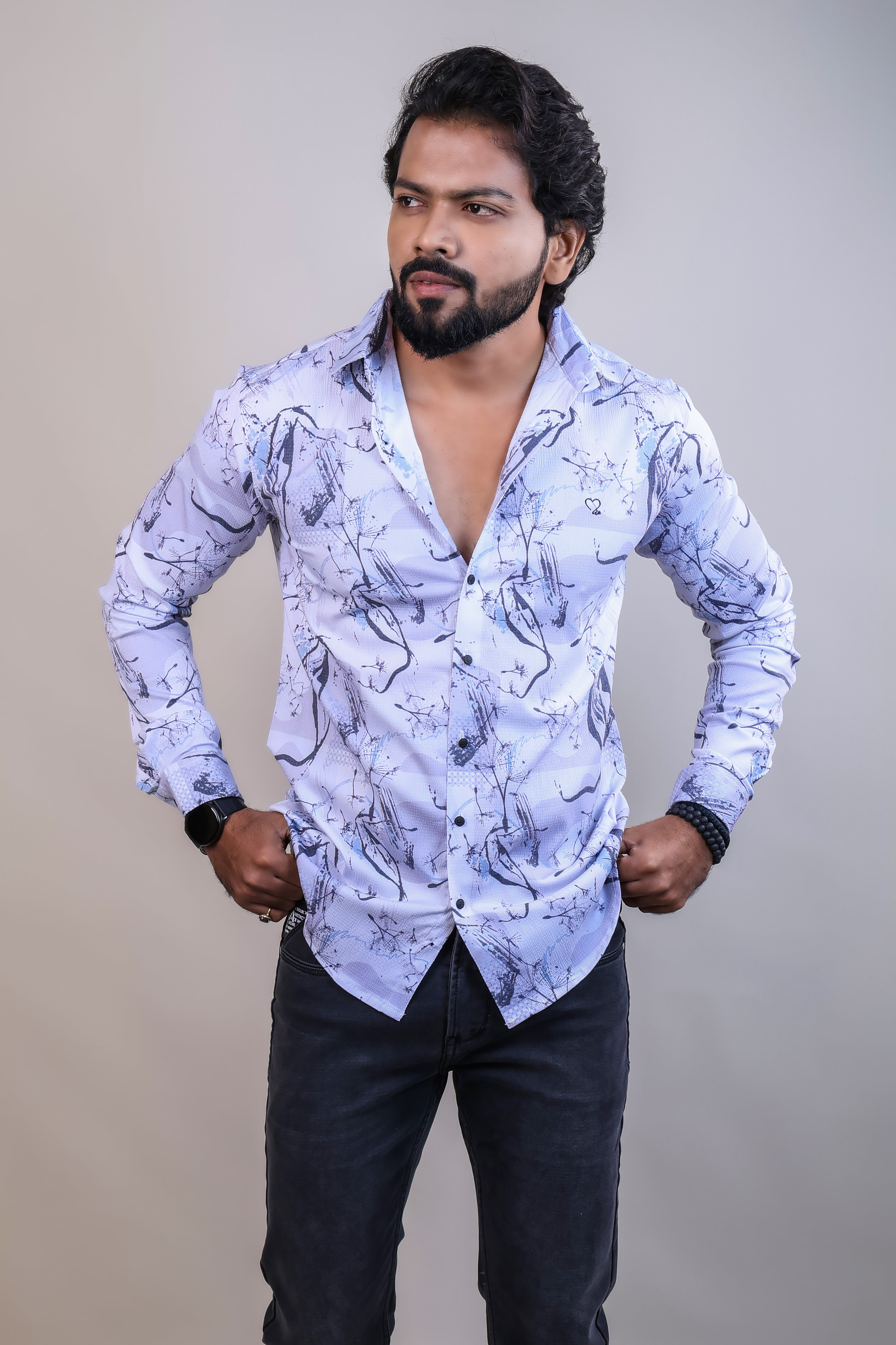 Grey color color printed casual shirt shirt for casual wear.