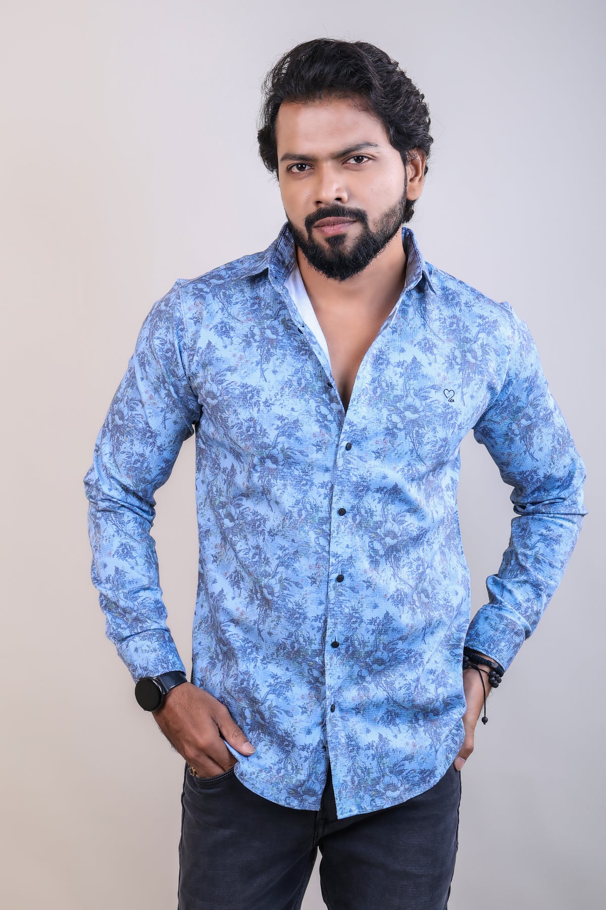 Blue color color printed casual shirt shirt for casual wear.