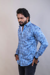 BLUE COLOR PRINTED CASUAL SHIRT