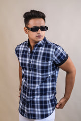 BLUE COLOR CHECKS HALF SLEEVE CASUAL SHIRT