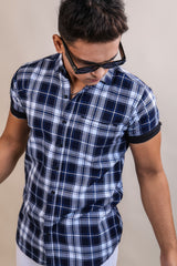 BLUE COLOR CHECKS HALF SLEEVE CASUAL SHIRT