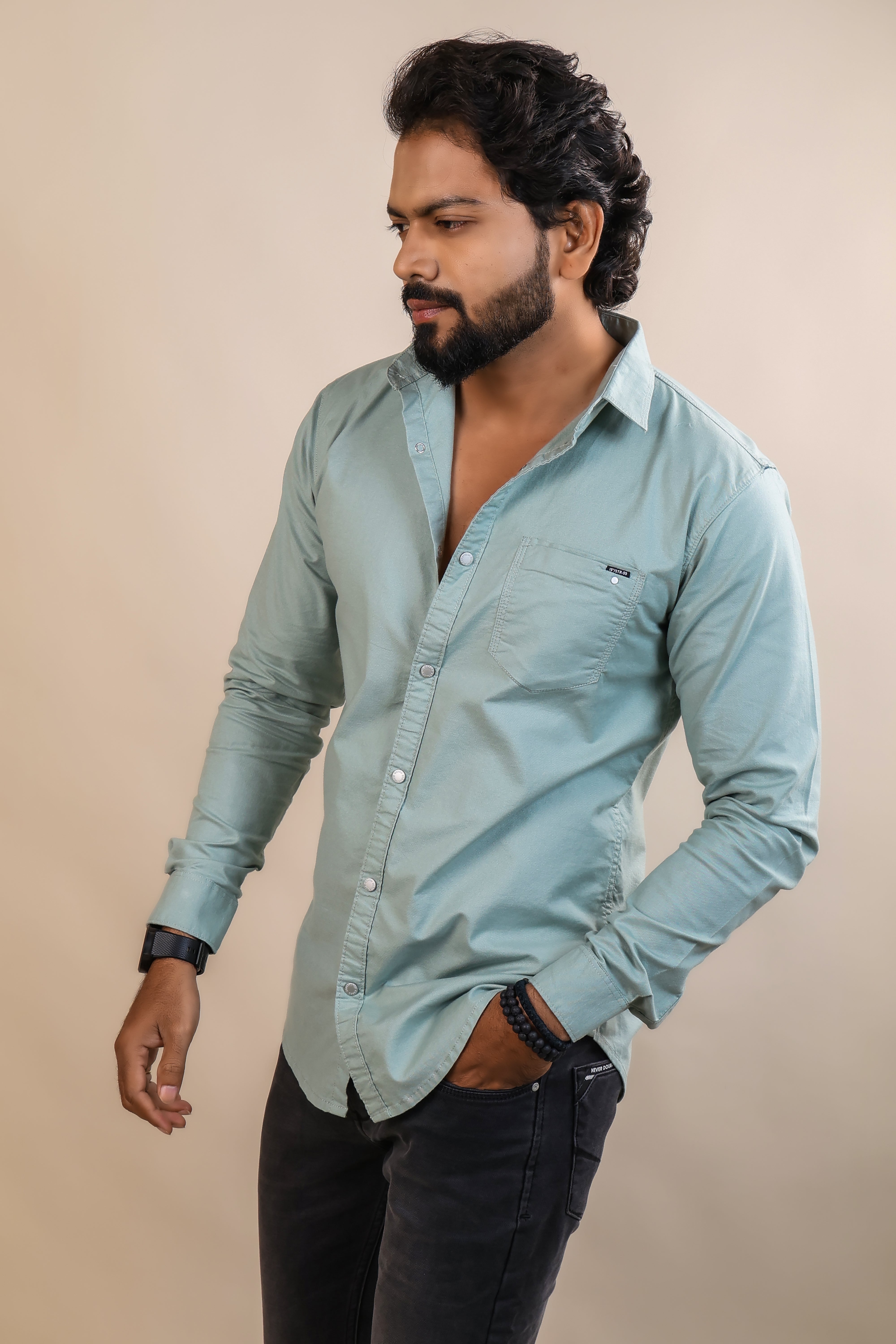 PISTA COLOR PLAIN CASUAL SHIRT