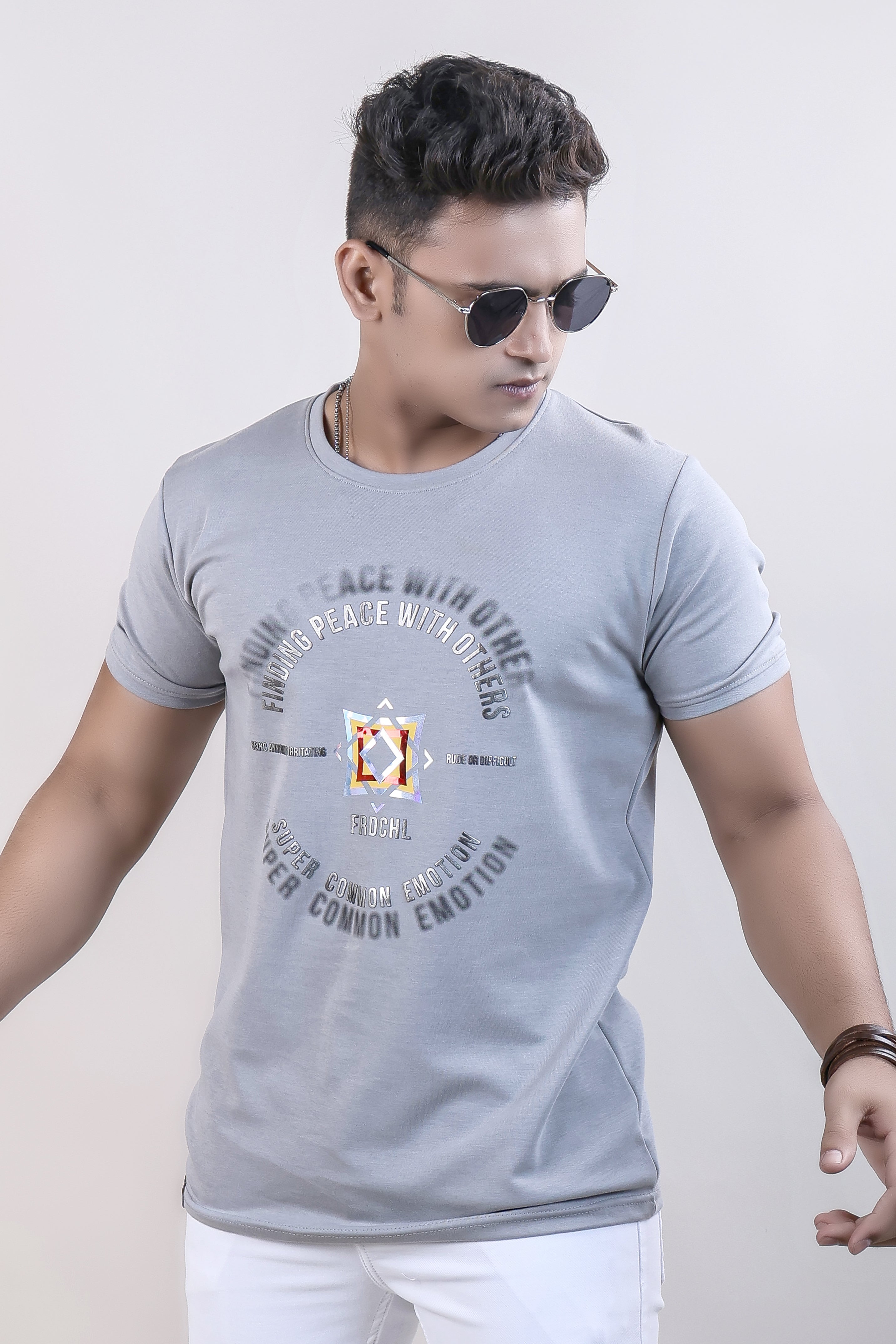 Grey color matter t-shirt for men