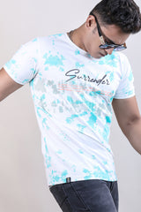 Firozi color printed lycra t-shirt for men