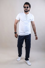 WHITE COLOR COLLAR ROUND NECK PLAIN T-SHIRT