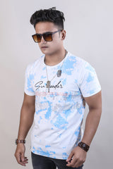 Blue color printed lycra t-shirt for men