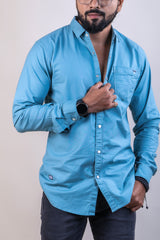 Blue color color plain casual shirt shirt for casual wear.