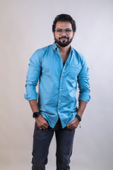 BLUE COLOR PLAIN CASUAL SHIRT