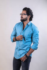 BLUE COLOR PLAIN CASUAL SHIRT