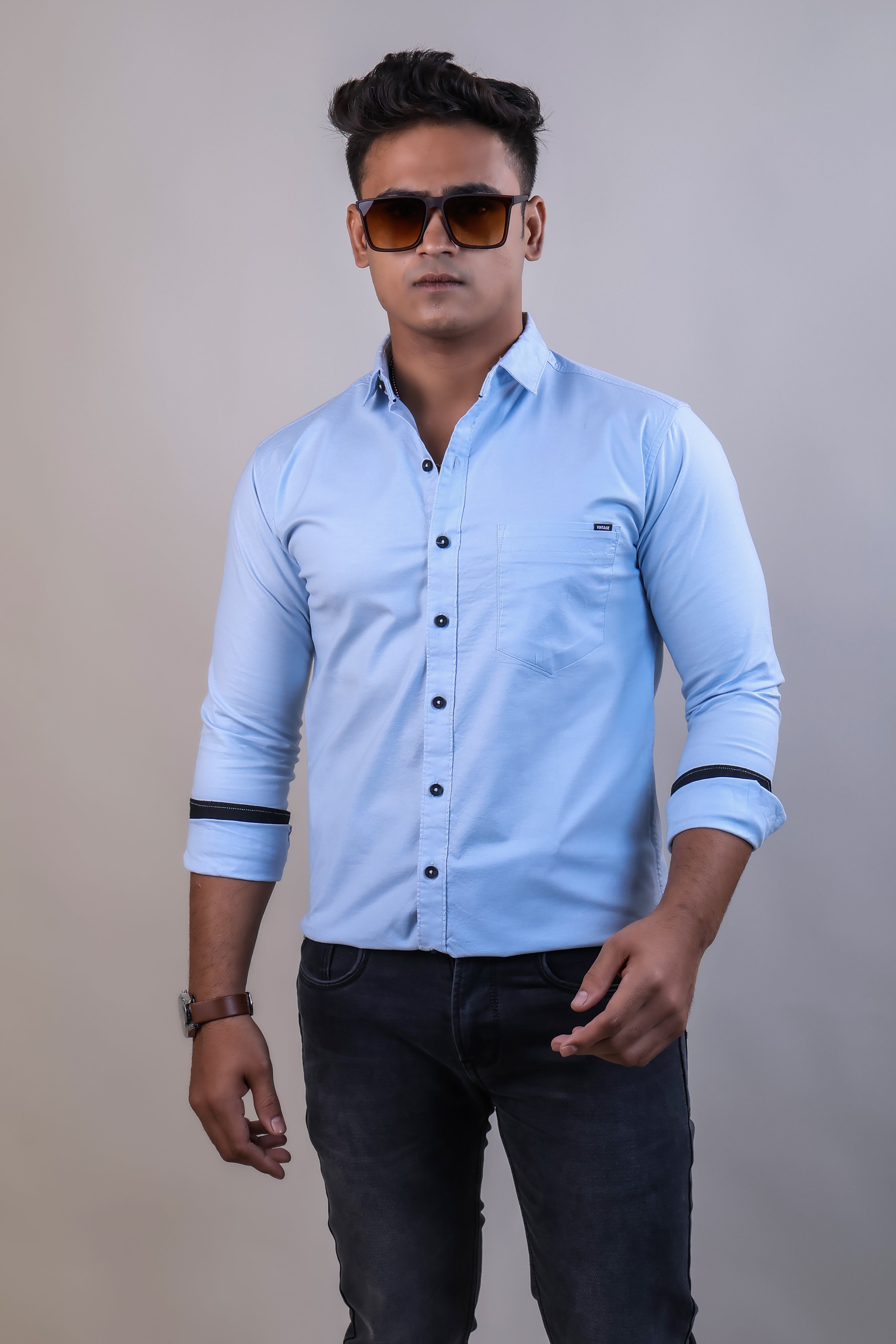 SKYBLUE COLOR PLAIN CASUAL SHIRT