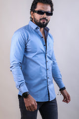 BLUE COLOR PLAIN CASUAL SHIRT