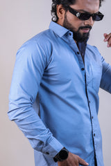 BLUE COLOR PLAIN CASUAL SHIRT