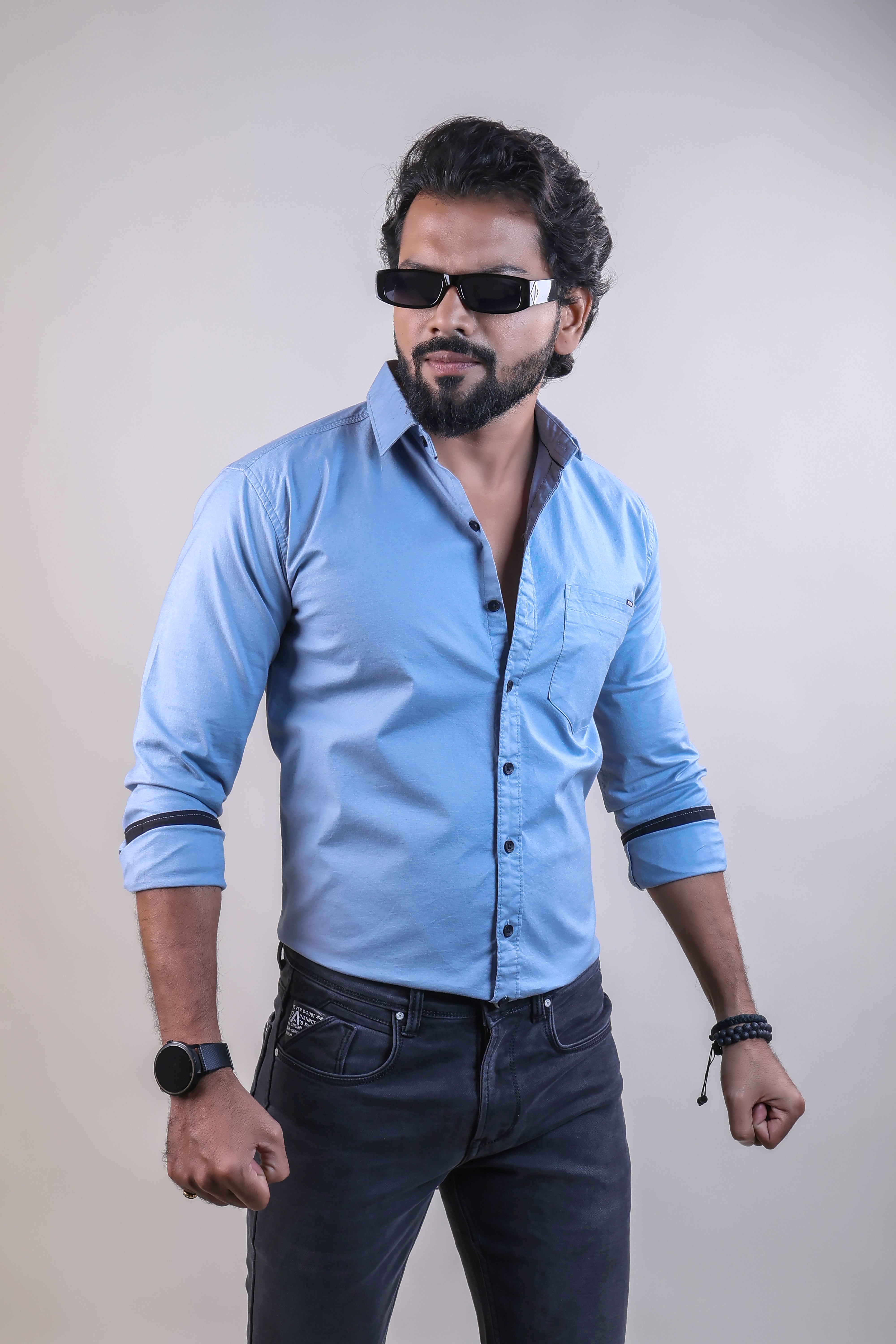 BLUE COLOR PLAIN CASUAL SHIRT