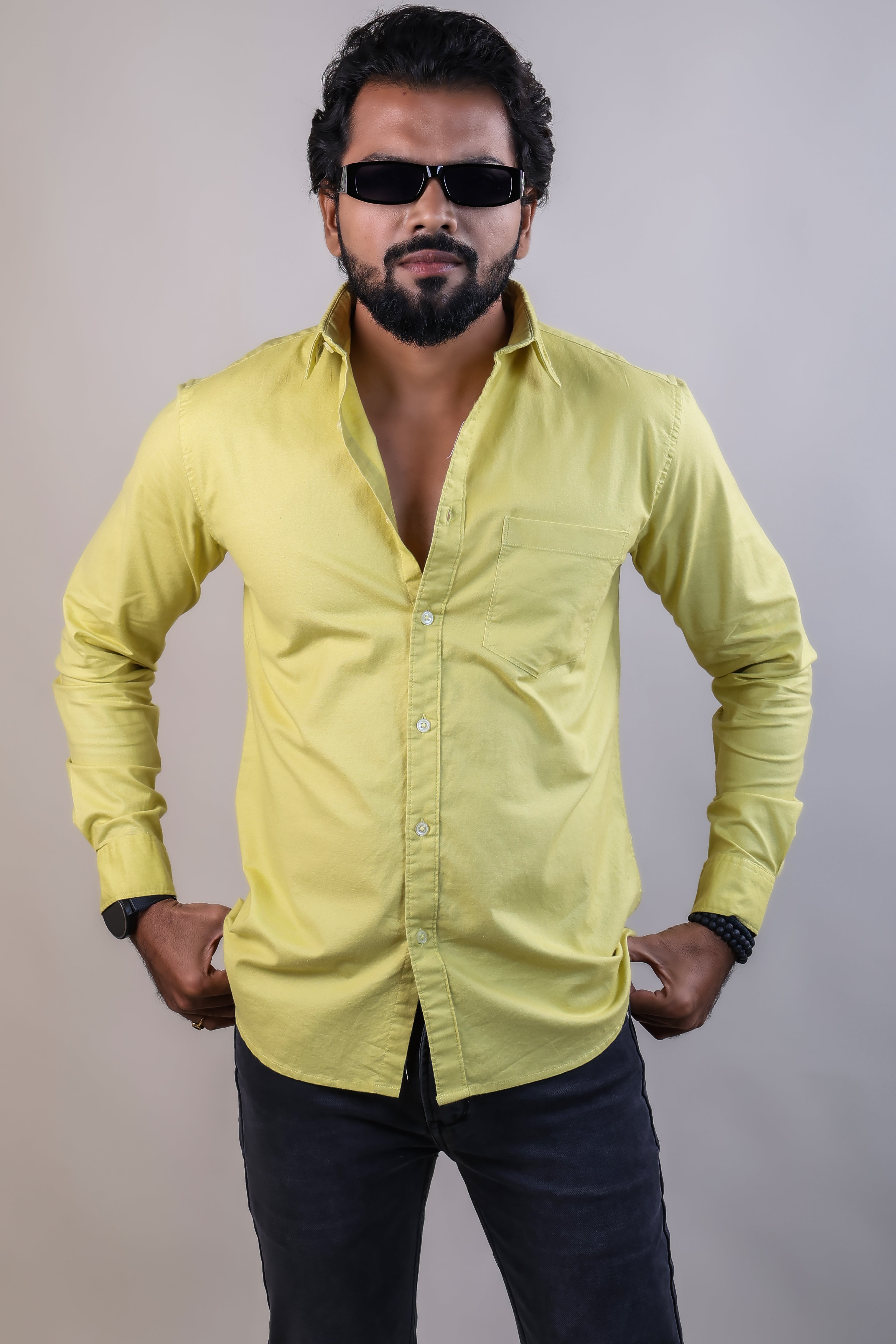 Lemon color color plain casual shirt shirt for casual wear.