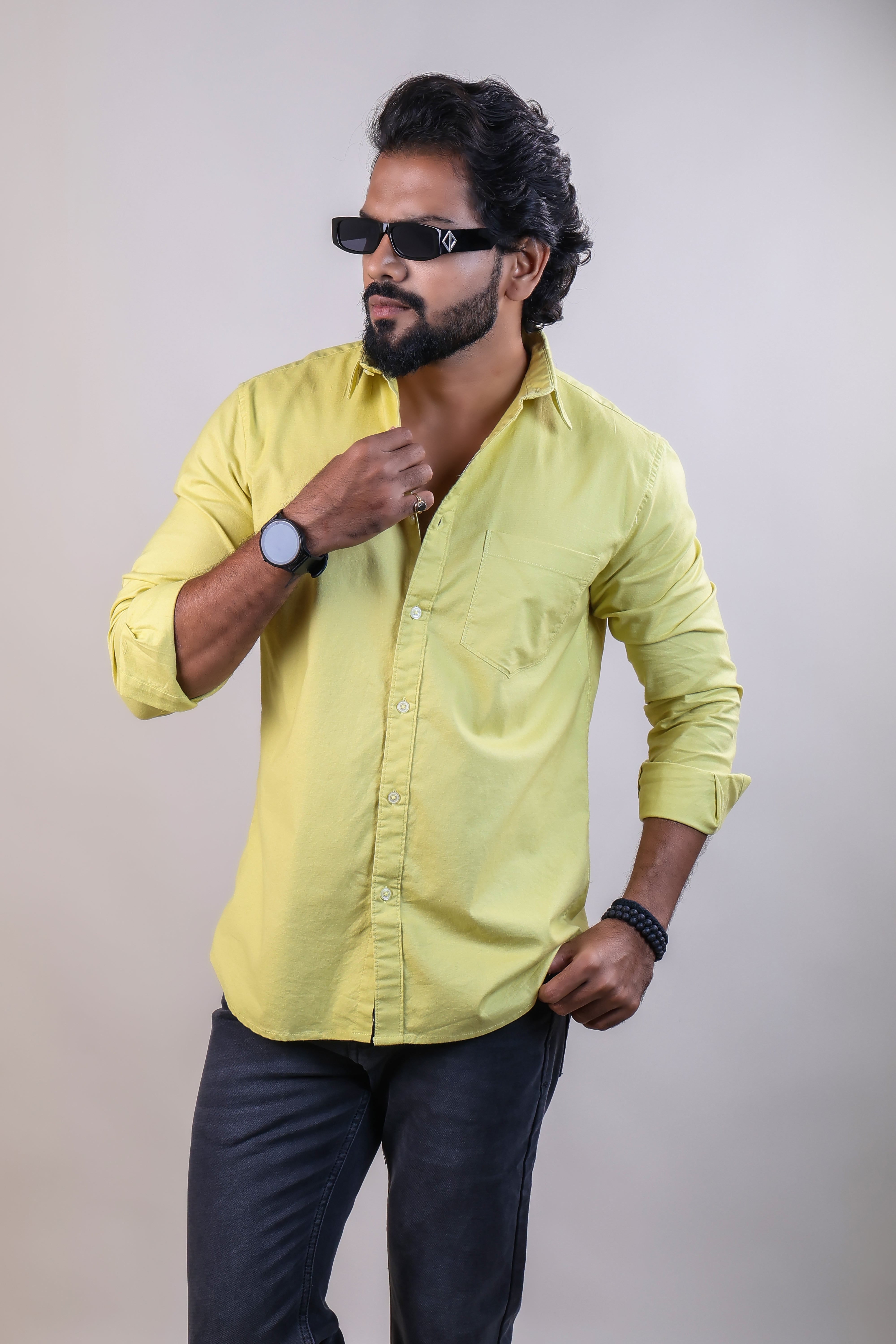 LEMON COLOR  PLAIN CASUAL SHIRT