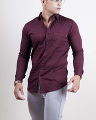 WINE COLOR LINING CASUAL SHIRT