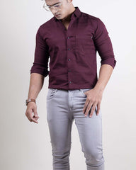 WINE COLOR LINING CASUAL SHIRT