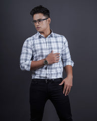 GREY COLOR CHECKS CASUAL SHIRT