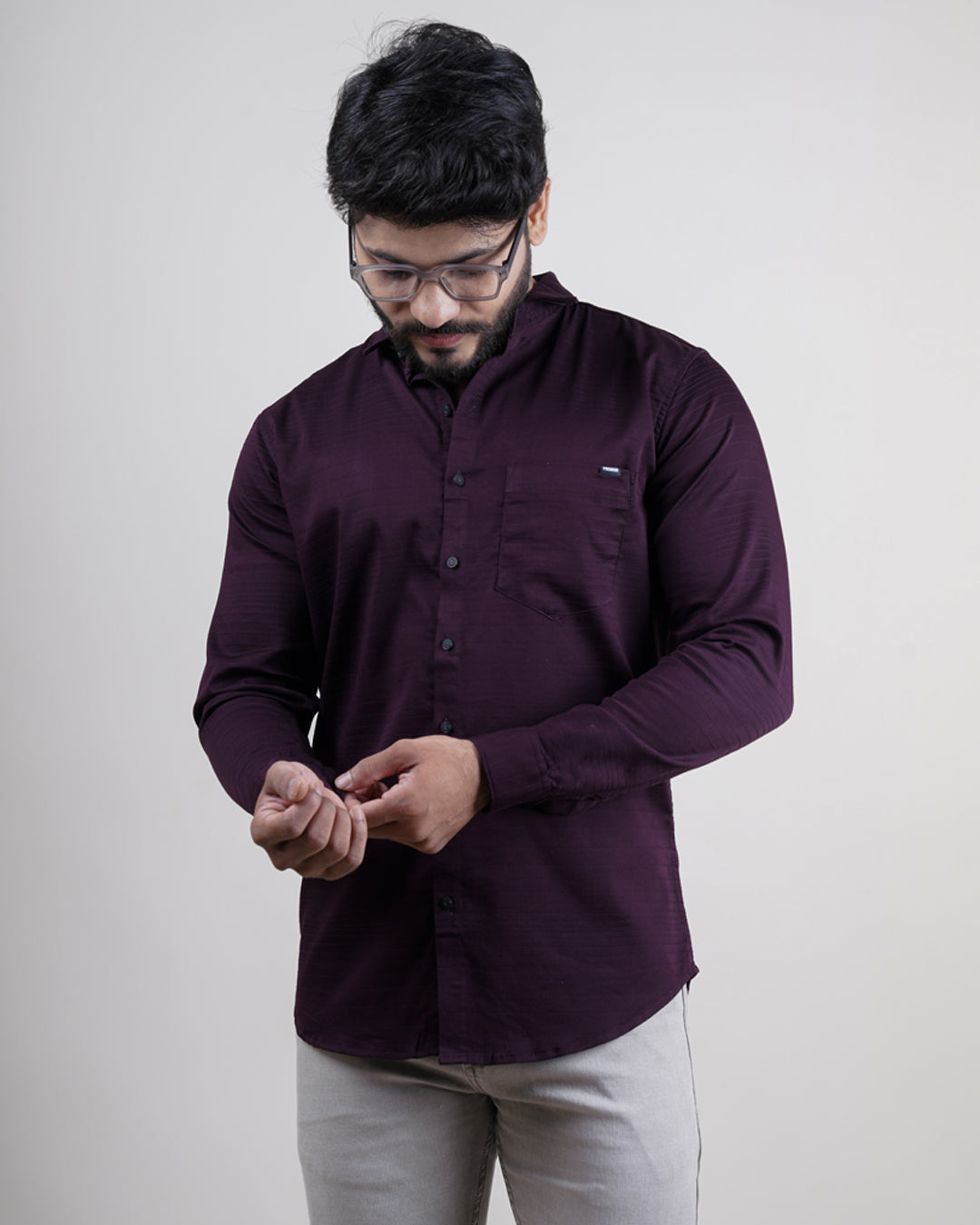 WINE COLOR LINING CASUAL SHIRT