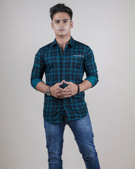 GREEN-BLACK COLOR CHECKS CASUAL SHIRT