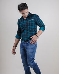 GREEN-BLACK COLOR CHECKS CASUAL SHIRT