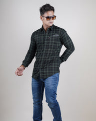 OLIVE COLOR CHECKS CASUAL SHIRT