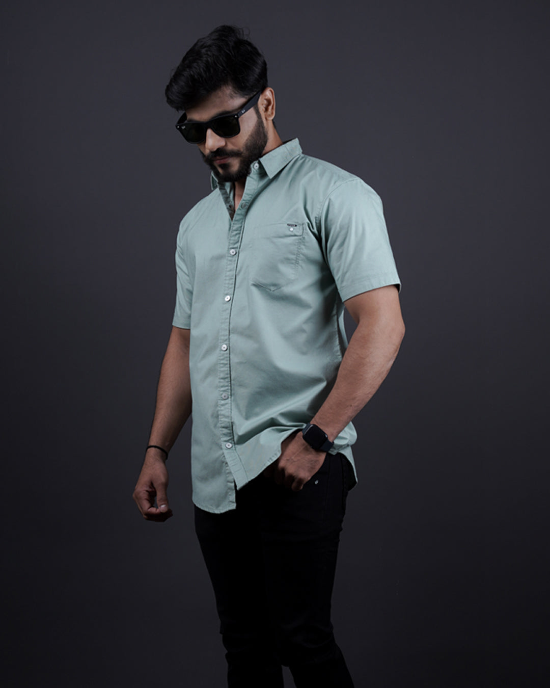 PISTA COLOR PLAIN CASUAL SHIRT