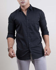 BLACK COLOR LINING CASUAL SHIRT