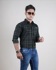 OLIVE COLOR CHECKS CASUAL SHIRT