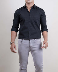 BLACK COLOR LINING CASUAL SHIRT